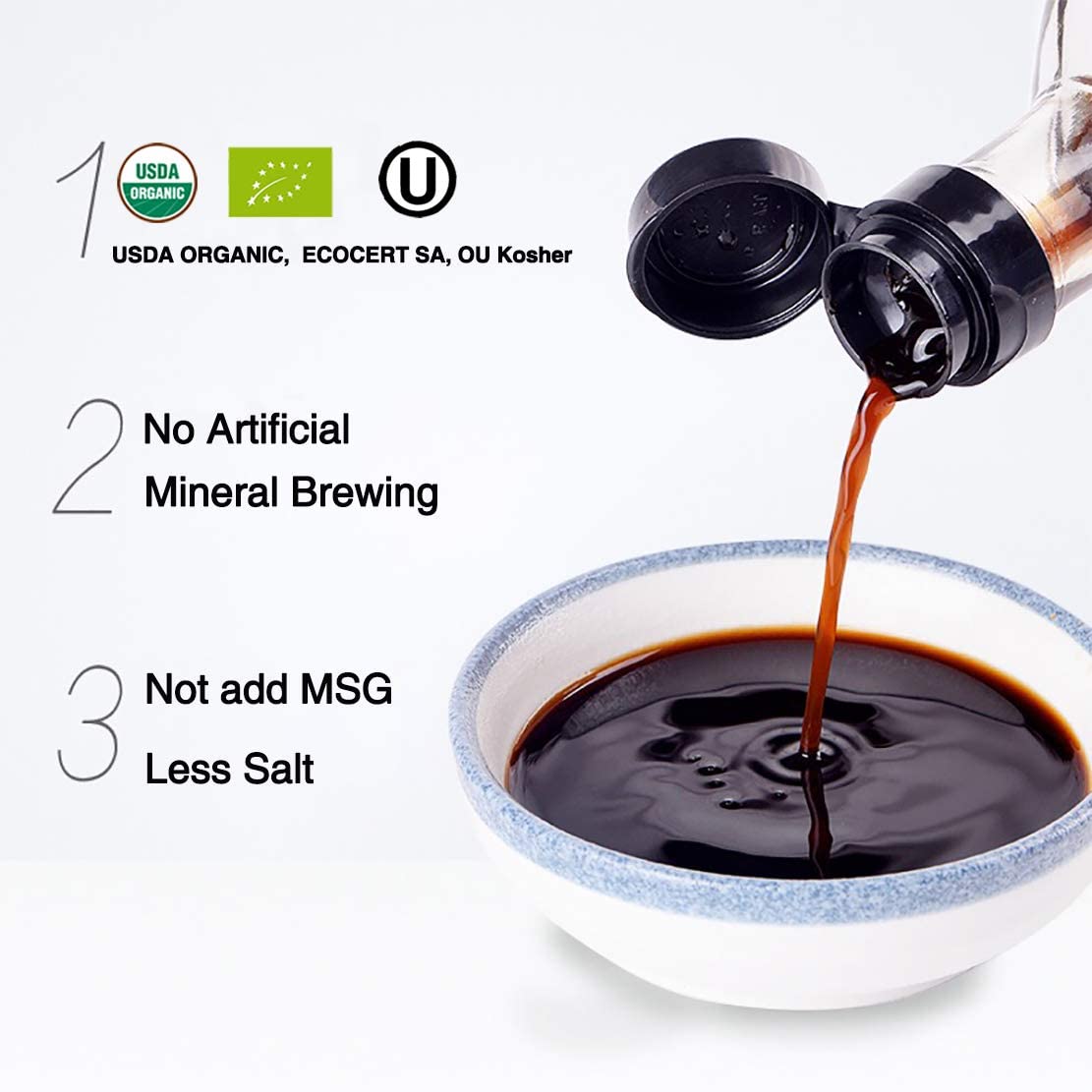 YUHO Organic Black Vinegar Organic Cereals Fermentation Chinkiang Vinegar USDA EU Organic, Less Salt, Kosher, No Artificial Add,