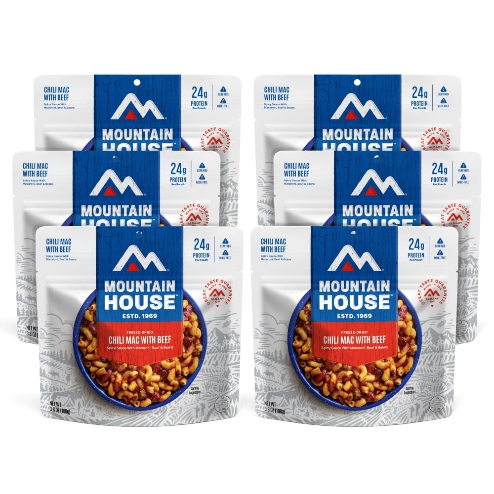 Mountain House Chili Mac With Beef  Freeze Dried Backpacking & Camping Food  6-Pack
