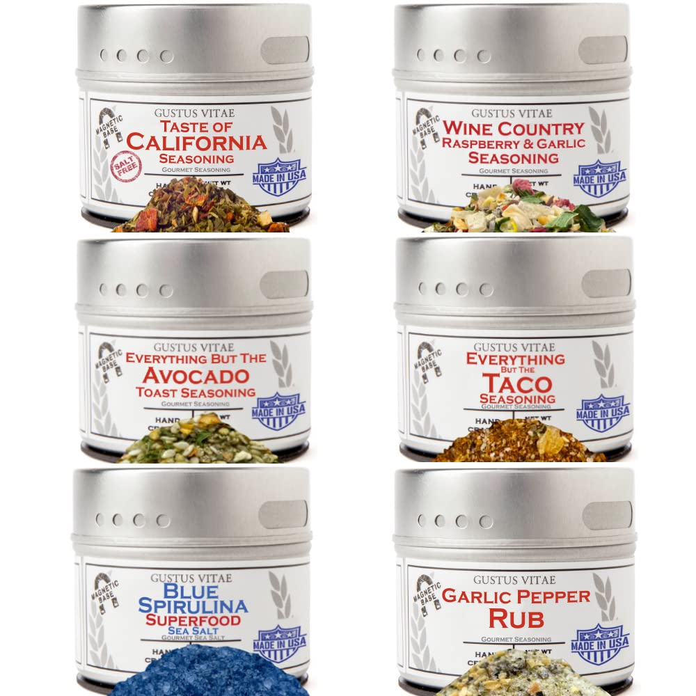 Californian Seasonings Gourmet Gift Set | Tastes of California | Artisanal Spice Blends Six Pack | Non GMO, All Natural | No MSG