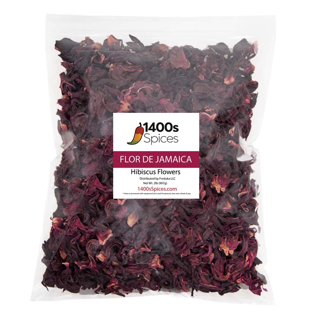 2lb Dried Hibiscus Flowers Bulk perfect for Tea and Mexican Agua Fresca  Flor de Jamaica  Whole Flowers and Petals by 1400s Spices