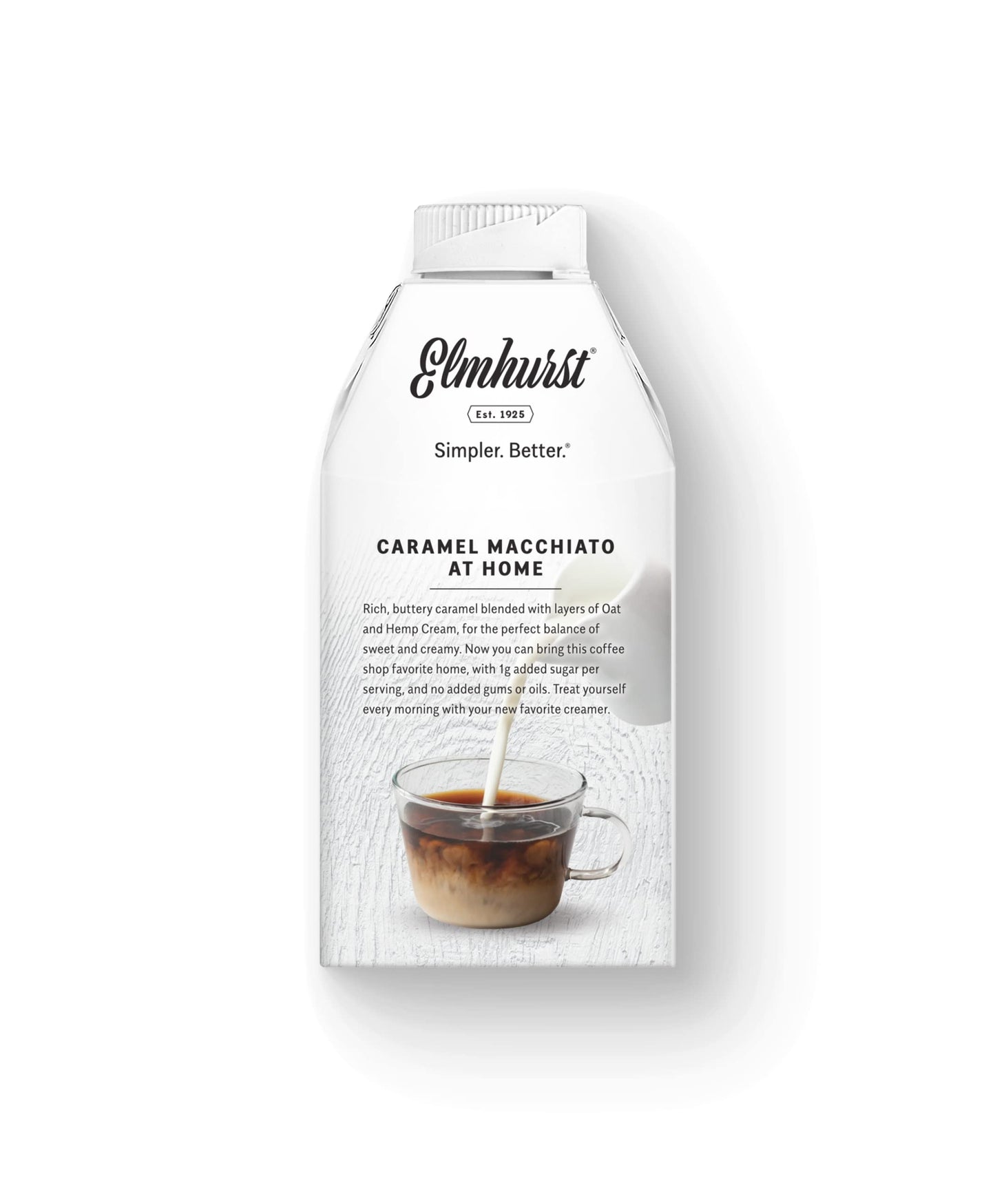 Elmhurst 1925 Caramel Macchiato Oat Creamer - 16 Ounce (Pack of 6) Dairy-Free, Vegan, Kosher, Low Sugar, Shelf Stable Creamer Ma