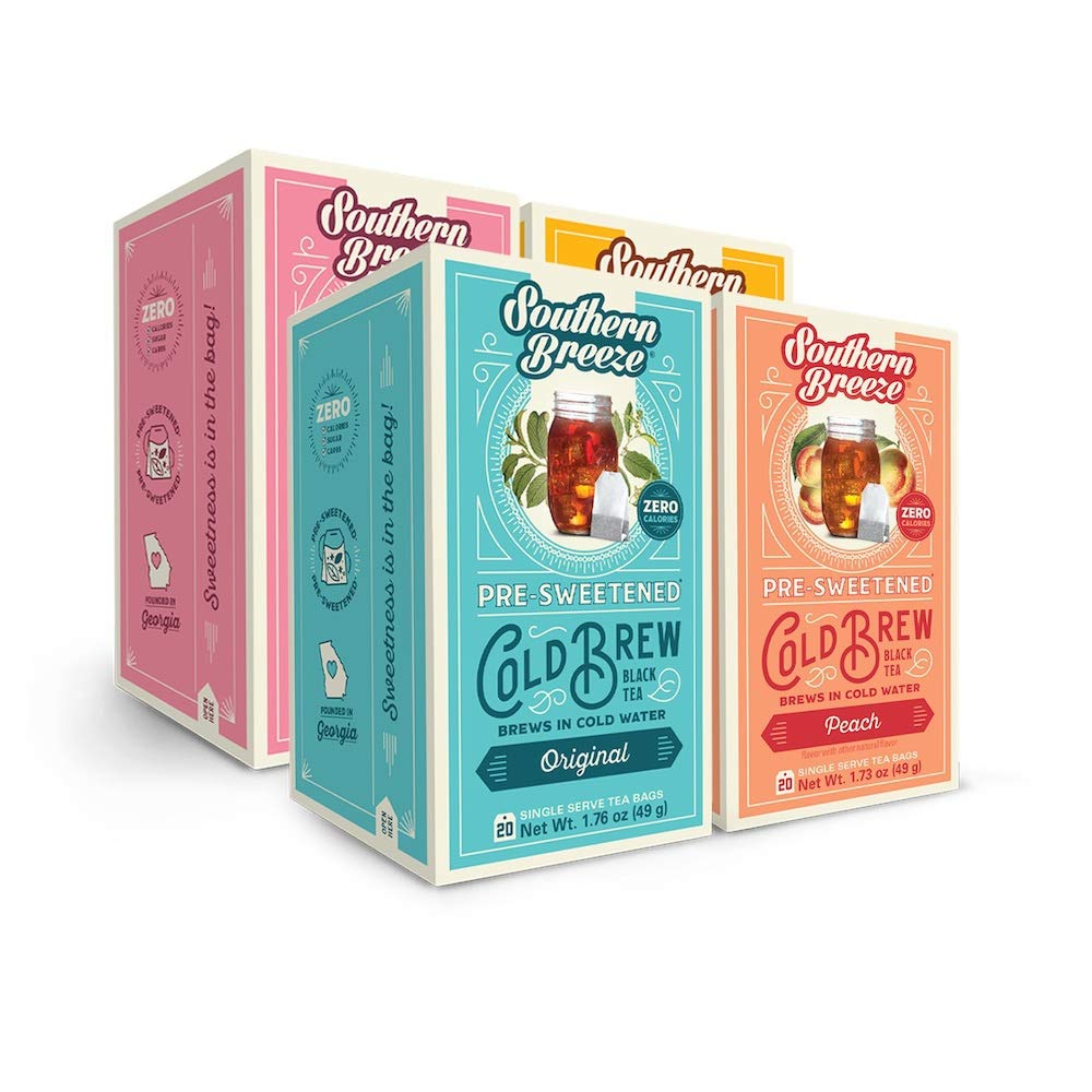 Southern Breeze Cold Brew Sweet Tea Variety Pack Iced Tea With Black Tea And Zero Carbs Zero Sugar, 20 Individually Wrapped Tea