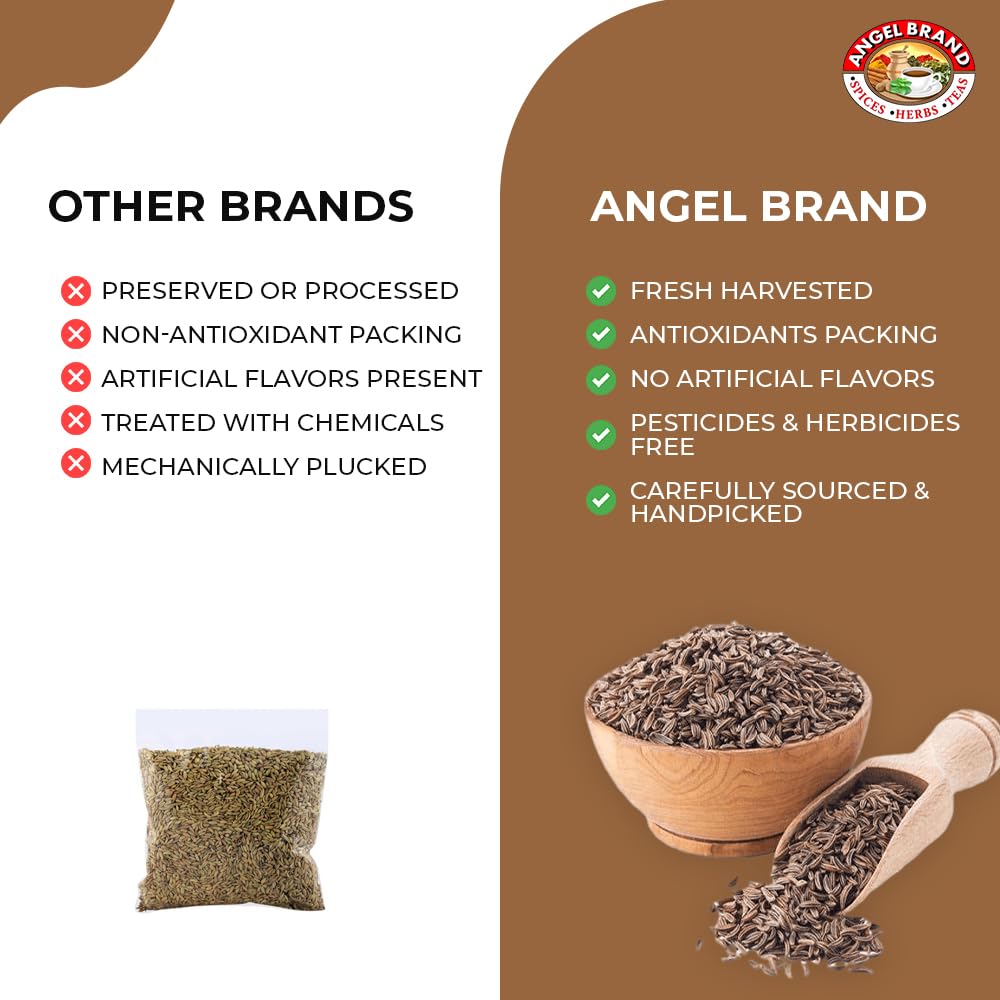Angel Brand Cumin Seeds Whole 13Oz Bottle - Premium Whole Cumin Seeds For Cooking, Spices, And Seasoning - Ideal For Indian, Mid