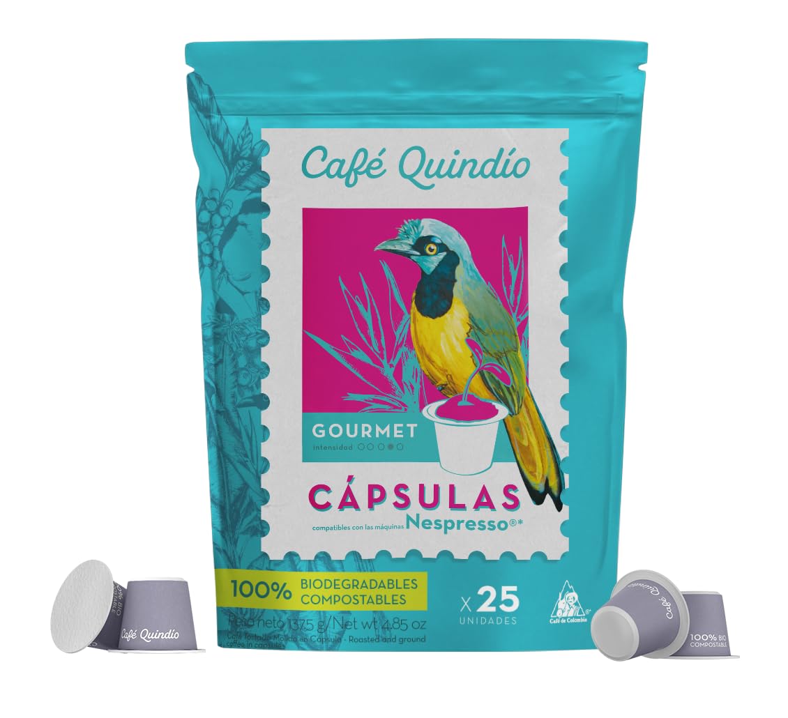 CAFE QUINDIO Compostable Coffee Pods for Nespresso Original - Gourmet Coffee - 25 Count