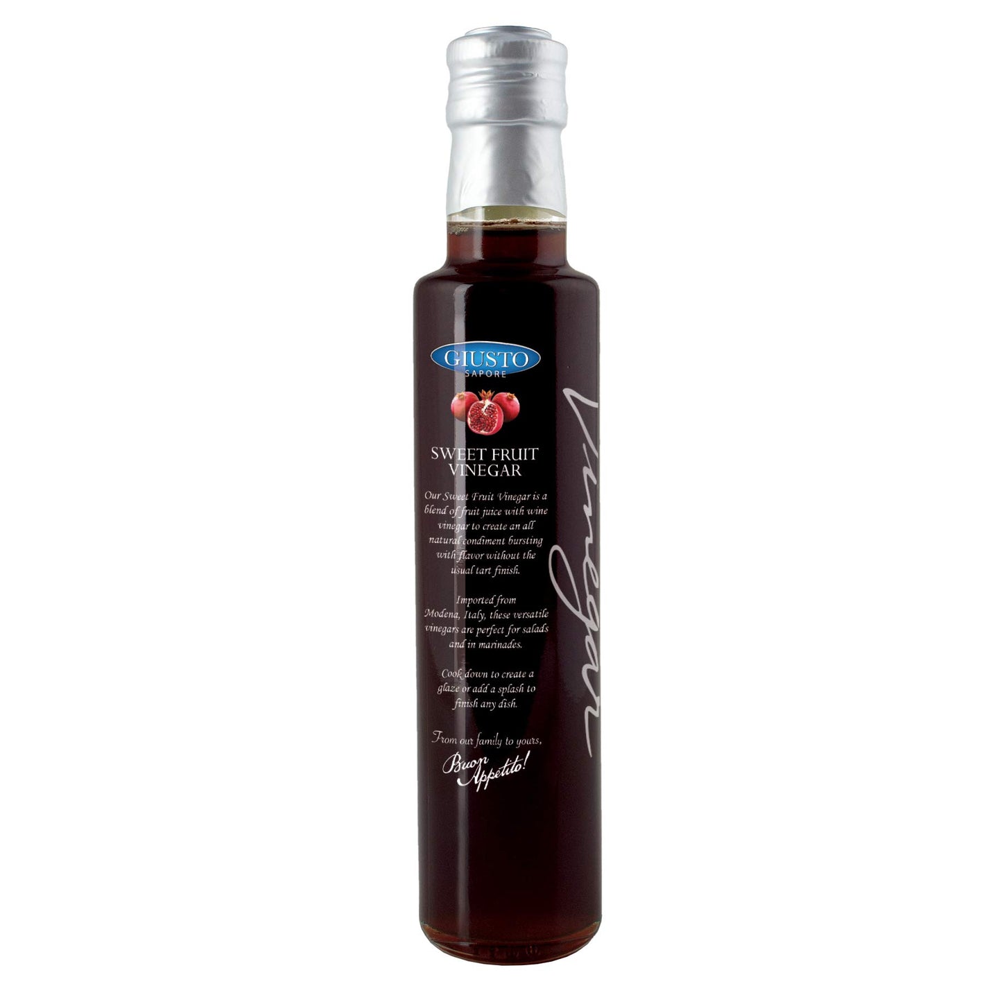 Giusto Sapore Pomegranate Sweet Fruit Vinegar - 8.5 Fl Oz - Gluten Free - Imported from Italy