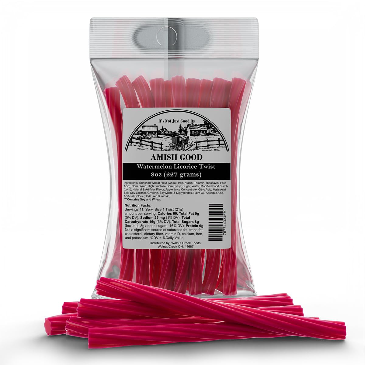 Amish Good Gourmet Licorice Twist Candy - Watermelon Flavor, Sweet & Chewy, 16 Oz (2 Pack)
