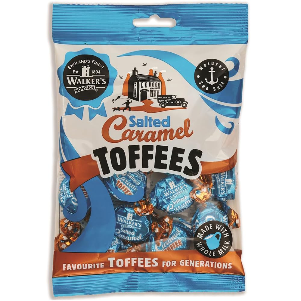 Walkers' Nonsuch Salted Caramel Toffees | Traditional British Candy With Butter & Whole Milk | Sweet & Salty Treat | Individuall
