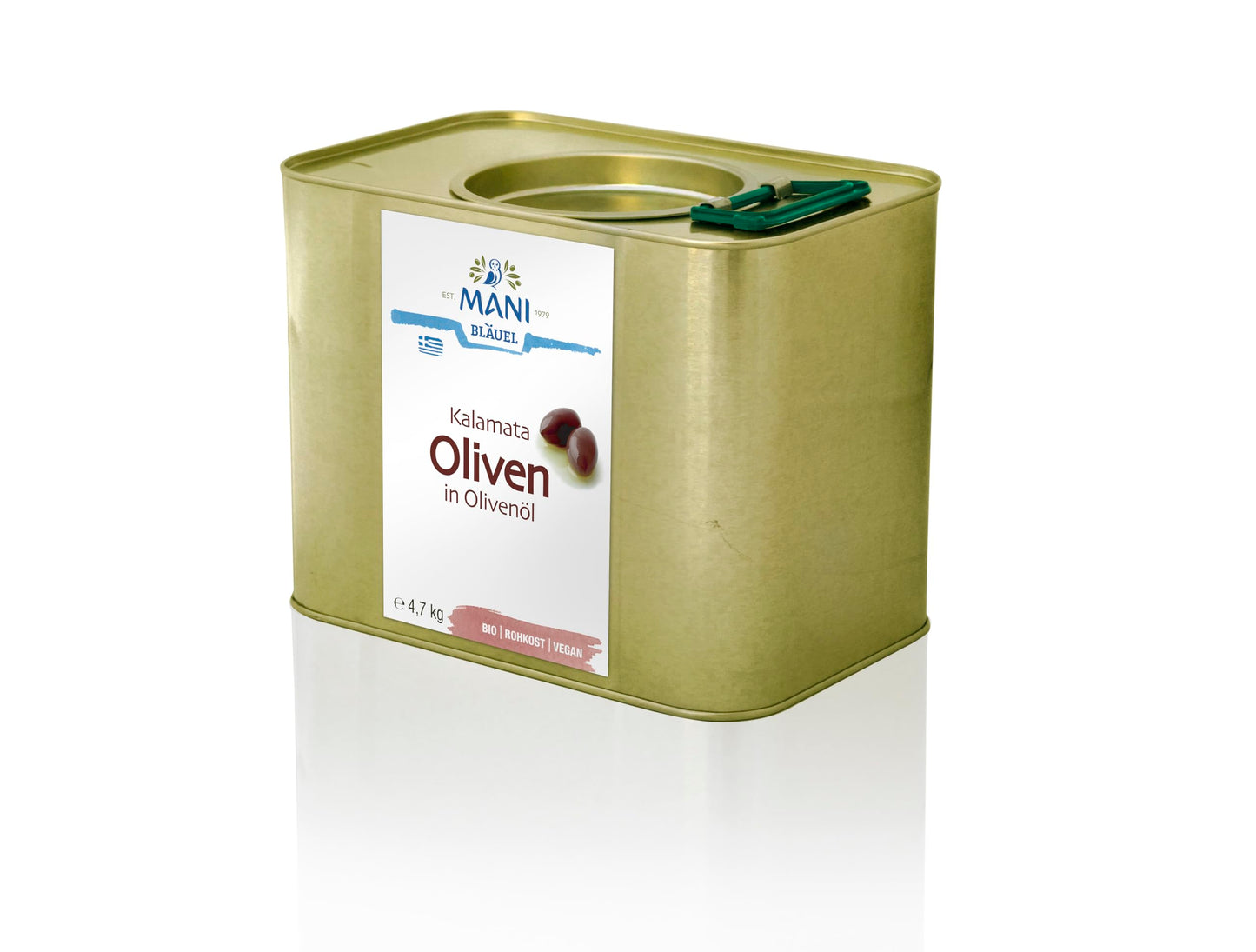 Mani Blauel Greek Black Olives, Kalamata Whole Organic Olives in Extra Virgin Olive Oil, Seasoned with Salt and Oregano, High in