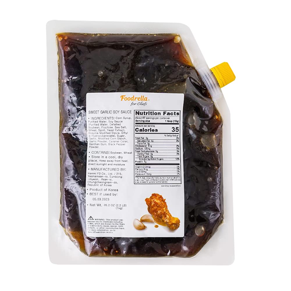 Foodrella Korean Fried Chicken Sweet Garlic Soy Sauce, 2.2 LB (1kg)