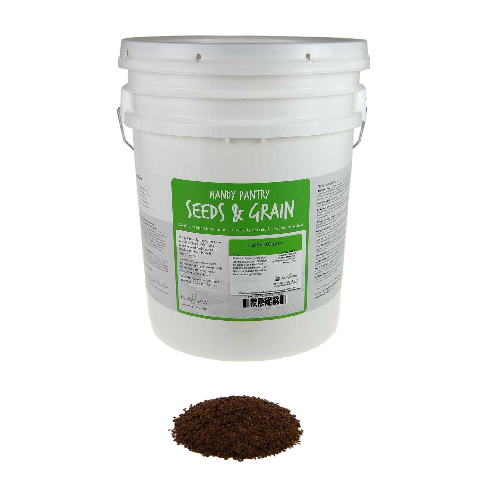 Organic Brown Flax Seeds - 30 Lb Resealable Bucket - Canadian Flaxseeds - Flax Seed for Sprouting, Grinding, Omega Oils, Baking
