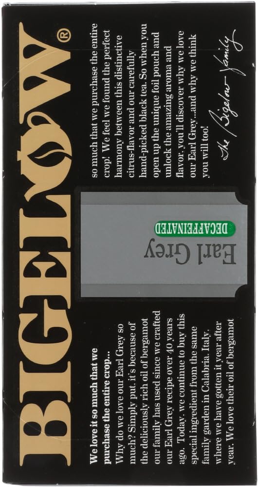 Bigelow Black Tea Decaffeinated Early Grey - 20 Ct