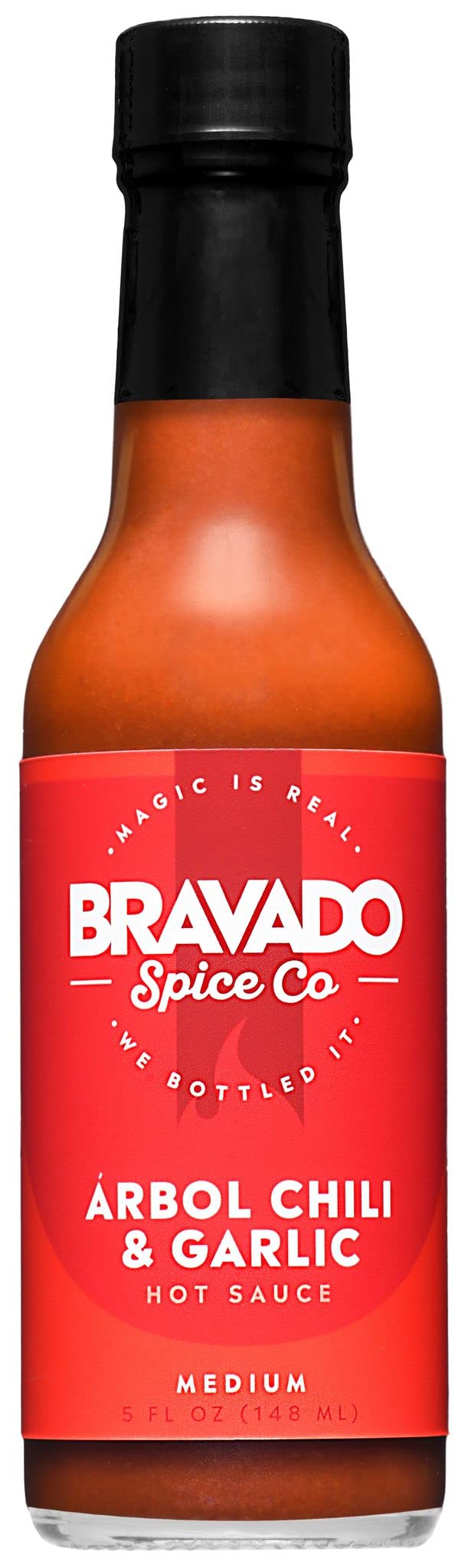 Arbol Chili and Garlic Hot Sauce By Bravado Spice Gluten Free, Vegan, Low Carb, Paleo Hot Sauce All Natural 5 oz Hot Sauce Bottl