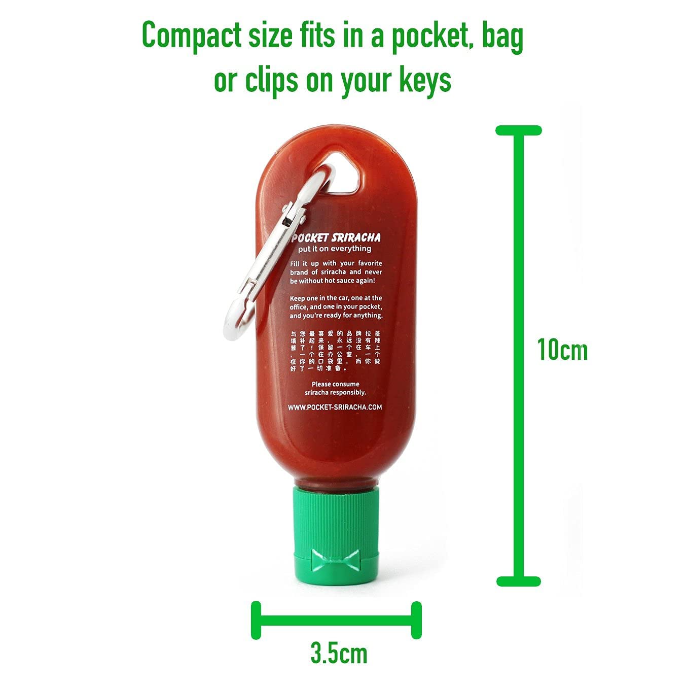Pocket Sriracha Mini Sriracha Hot Sauce Bottle Keyring 1 PACK Bring Hot Sauce with you Everywhere - Great Chilli Sauce Gift (Shi