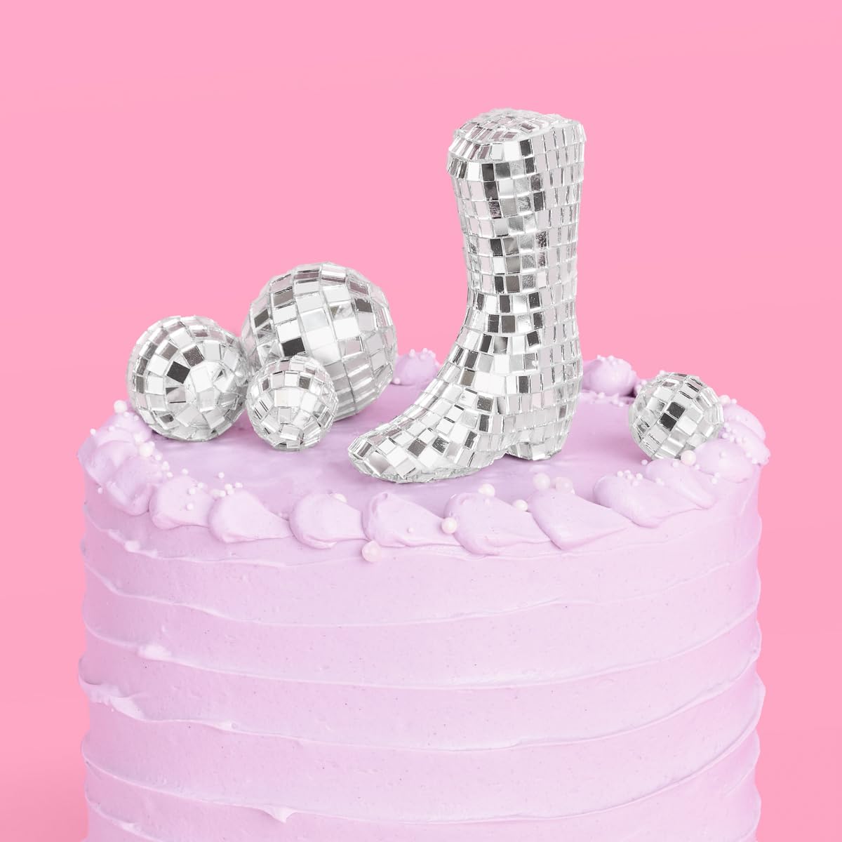 Xo  Fetti Disco Ball And Cowgirl Boot Cake Topper - 5 Pieces | Disco Bachelorette  Rodeo Birthday Party  Space Cowboy Supplies  70S Groovy Cake Decoration  Western Baby Shower Cupcake Decor