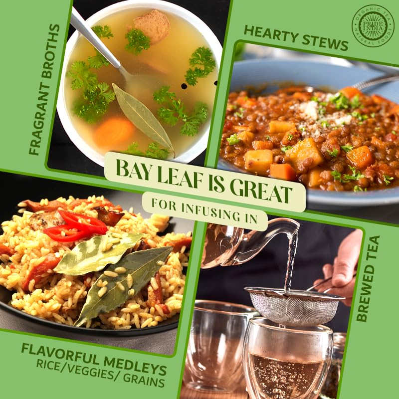 Pride Of India Natural Bay Leaf Whole- 1 Oz (29 Gm) Resealable Pouch- Certified Pure & Enhanced Quality Whole Spice - Best Used In Soups, Meats, Fish, Tacos Etc- Offers Best Value For Money