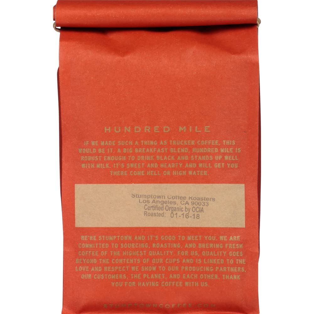 Stumptown Coffee Roasters Medium Roast Whole Bean Coffee | Organic | Hundred Mile | Jam and Toffee Notes | 24 Ounces