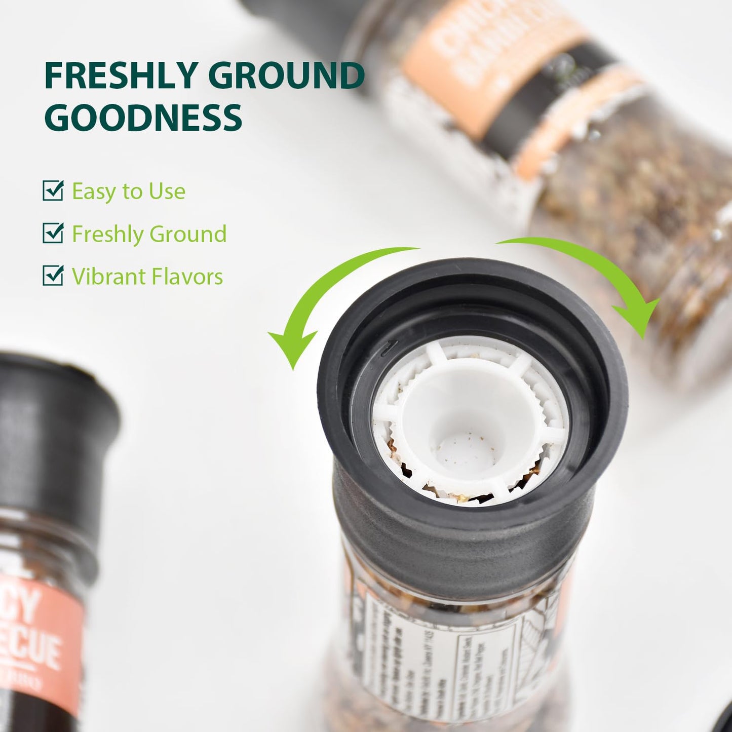 Soeos Spice Seasoning Set Of 3, 5.2Oz(146G), With Integrated Grinders, Salt And Pepper Grinder Set, Pure And Fresh Perfect For Bbq Seasoning Gift Set, Grilling Spice, Herb, Spice & Seasoning Gifts