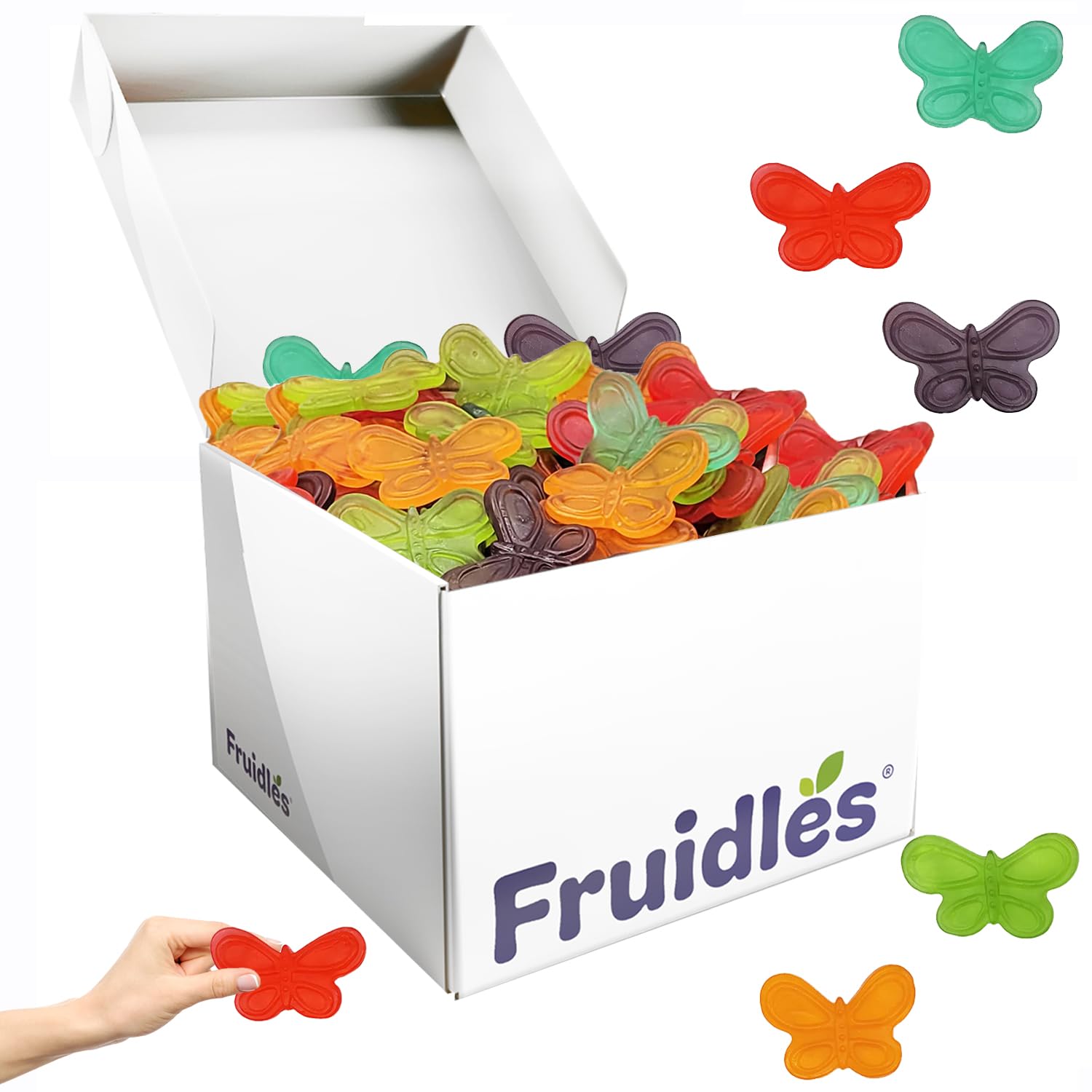 Fruidles Large Butterflies Gummi Candy 3  Inch  Assorted Fruit Flavors Gummies  Allergy Friendly  Non-Gmo  No Artificial Sweeteners Gummy (Large Butterfly Gummi  5 Pounds)