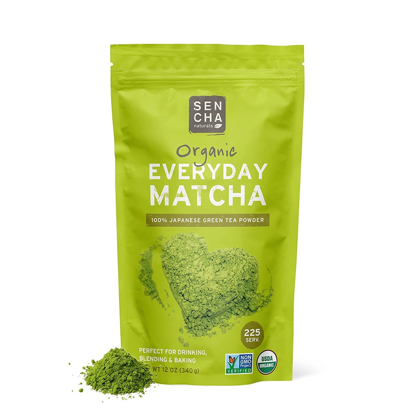 Sencha Eveyrday Natural Usda Organic Matcha Green Tea Powder Rich Antioxidant Revitalizing Body Helathy Gluten Free Product 100% Vegan Diet - 12Oz (Pack Of 1)