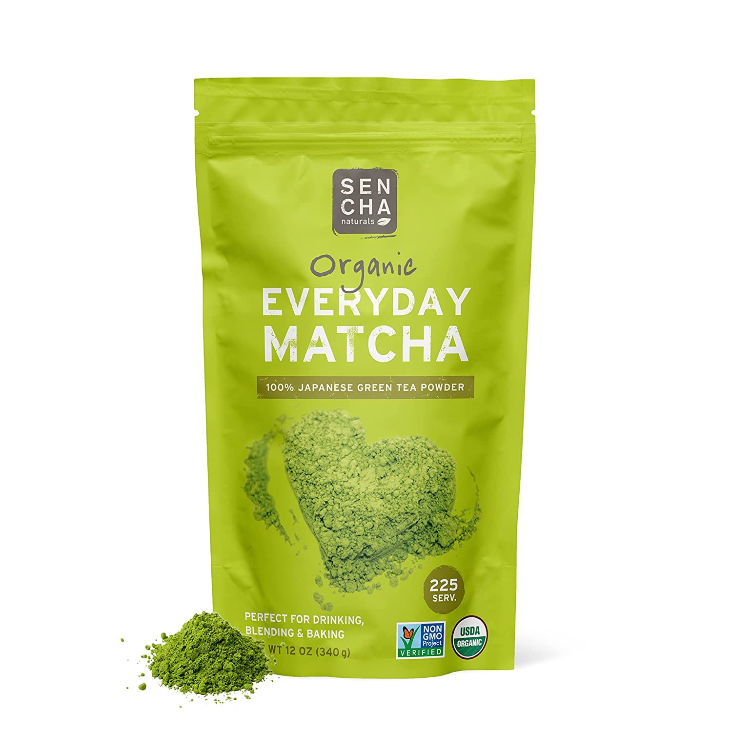 Sencha Eveyrday Natural Usda Organic Matcha Green Tea Powder Rich Antioxidant Revitalizing Body Helathy Gluten Free Product 100% Vegan Diet - 12Oz (Pack Of 1)