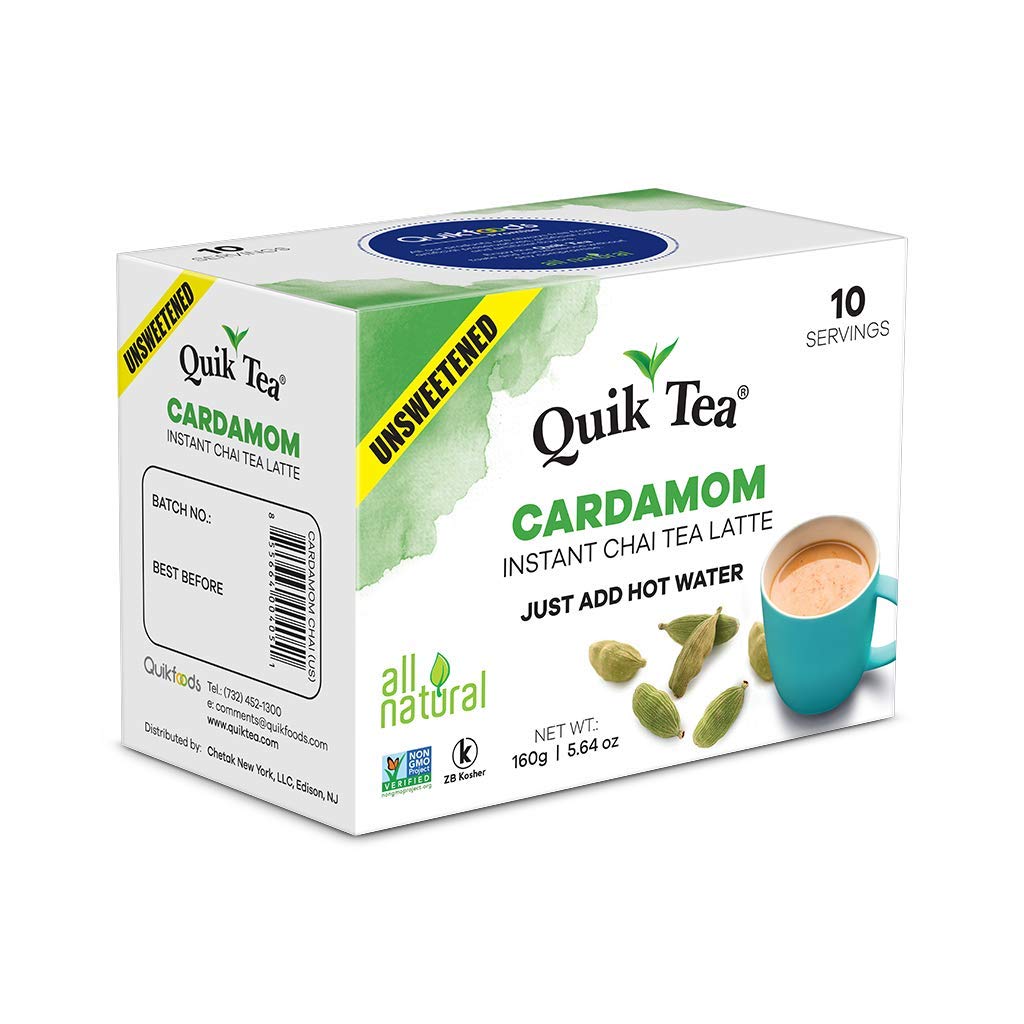 QuikTea 4 Flavors Unsweetened Variety Pack, Cardamom/Masala/Ginger/Lemongrass, 40 Oz