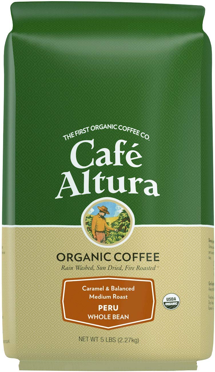 Cafe Altura Whole Bean Organic Coffee, Peru (Packaging May Vary)