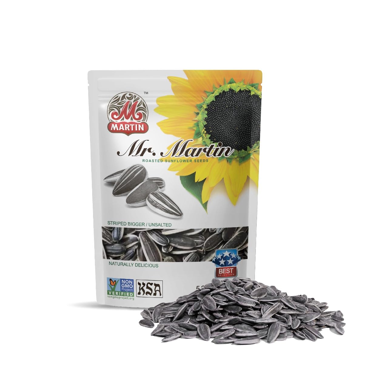 Mr. Martin Freshly Roasted Unsalted Sunflower Seeds To Eat – Non-Gmo, Kosher, Crunchy, Delicious, Vegan, Keto Friendly, Low Sodium Snack – 5.25 Oz, 6 Pack