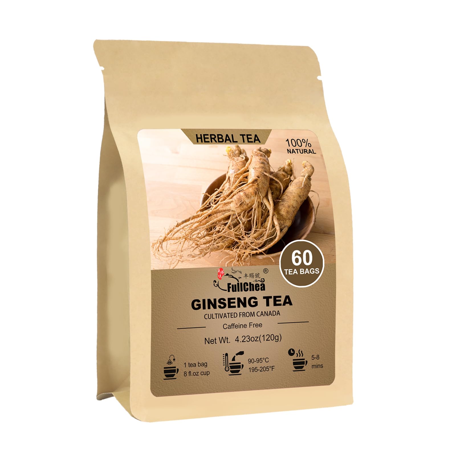 FullChea Herbal Tea Collection - Ginseng Tea Variety Pack - 60 Count