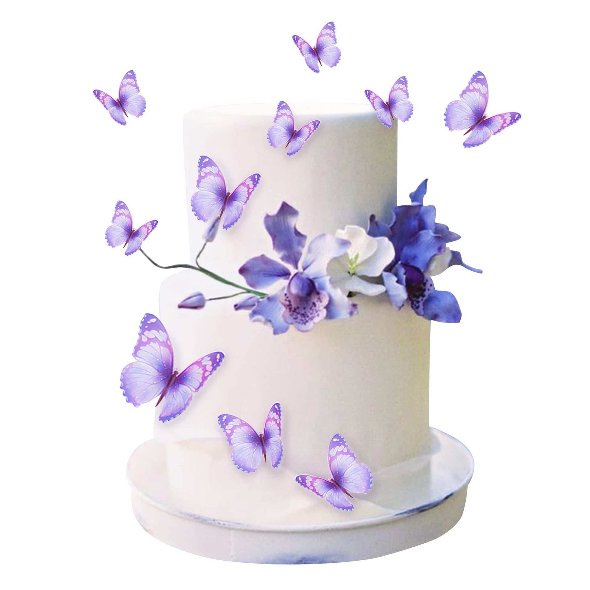 Cyodoos 30Pcs Bule Purple Mixed Size Lively 3D Waterproof Butterfly Cupcake Topper For Girls Women'S Happy Birthday Wedding Part