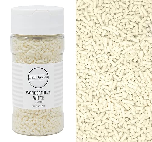 Mystic Sprinkles Solid Color Jimmy Sprinkles (Wonderfully White Jimmies 3Oz)