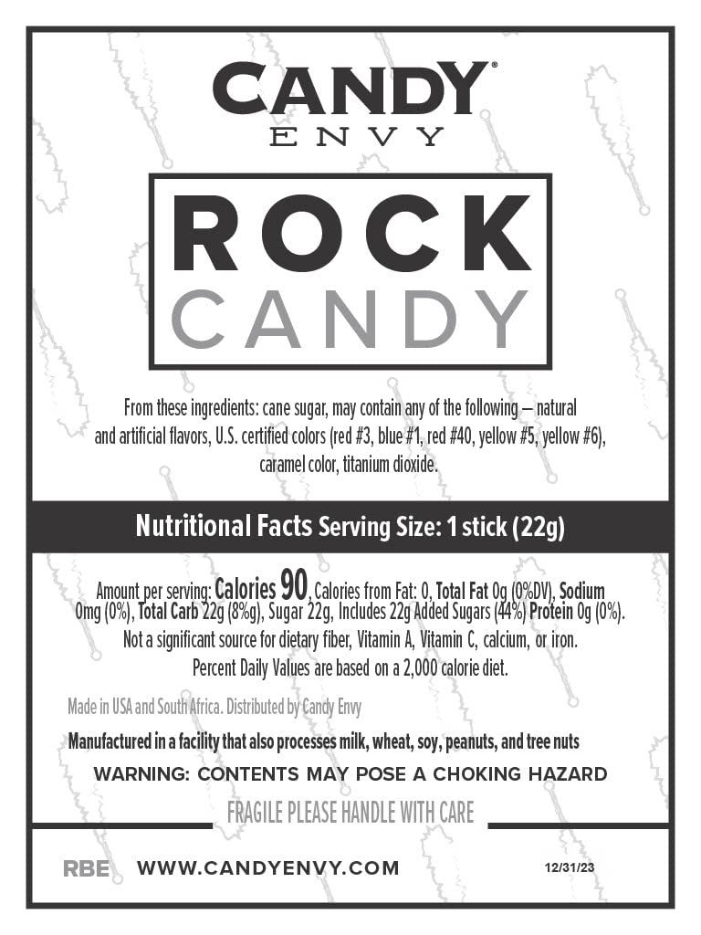 Candy Envy - Mermaid Rock Candy Sugar Sticks - 18 Indiv. Wrapped - Pink, Light Blue, Lavender