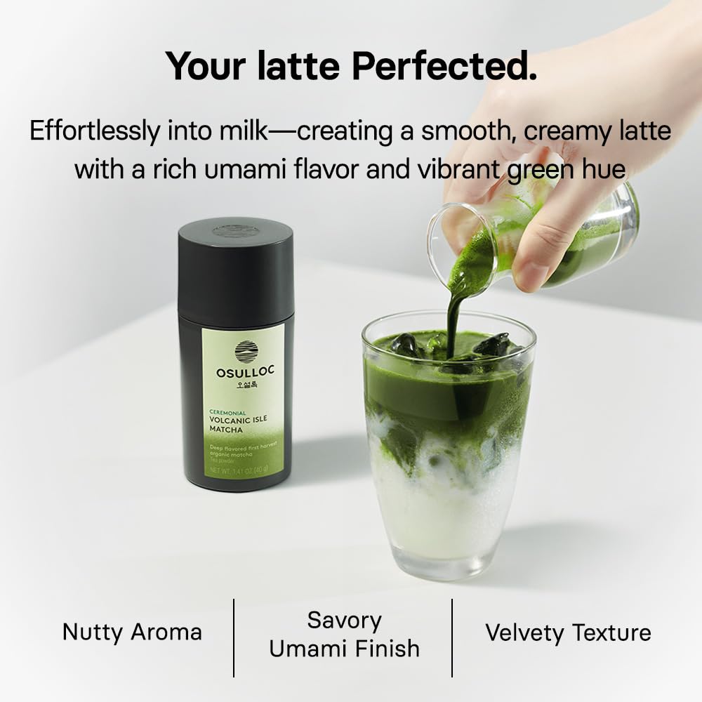 OSULLOC Volcanic Isle Matcha Powder  Ceremonial Grade Korean Matcha for lattes  Green tea powder from Jeju island (1.41oz  40g)