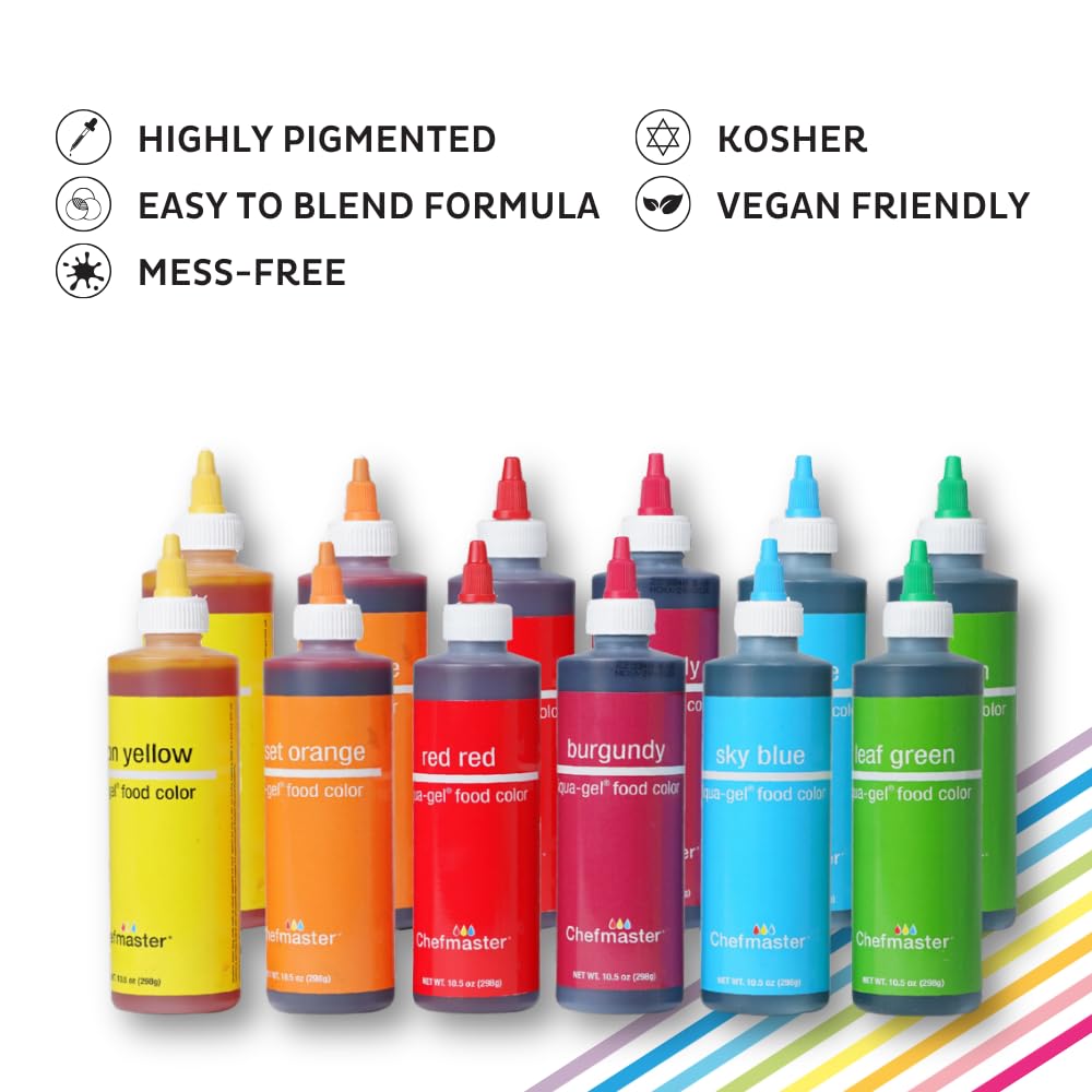 Chefmaster Avocado Liqua-Gel Food Coloring | Vibrant Color | Professional-Grade Dye for Icing, Frosting, Fondant | Baking & Deco