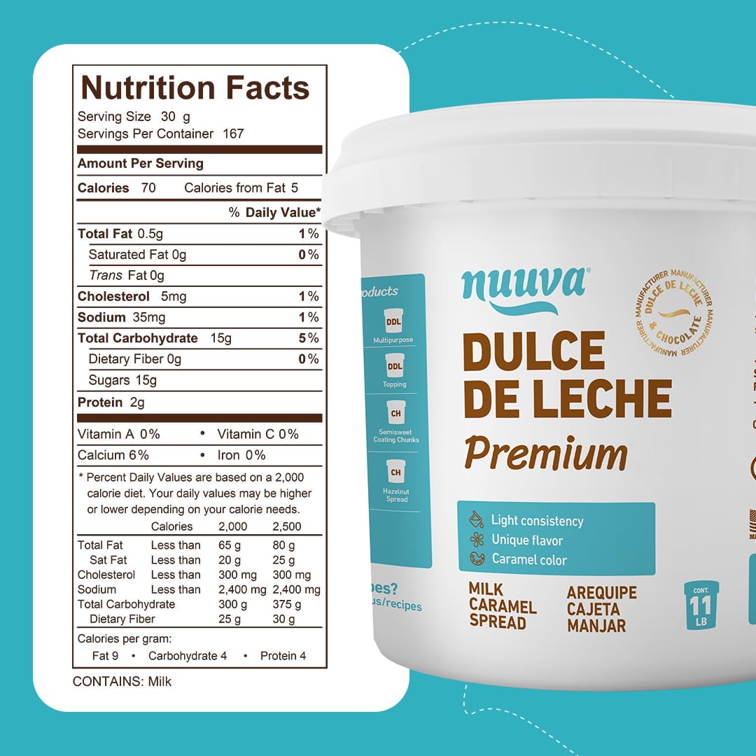 Nuuva Premium Dulce de Leche Caramel Spread - 2.5 lbs, Perfect for Desserts and Baking