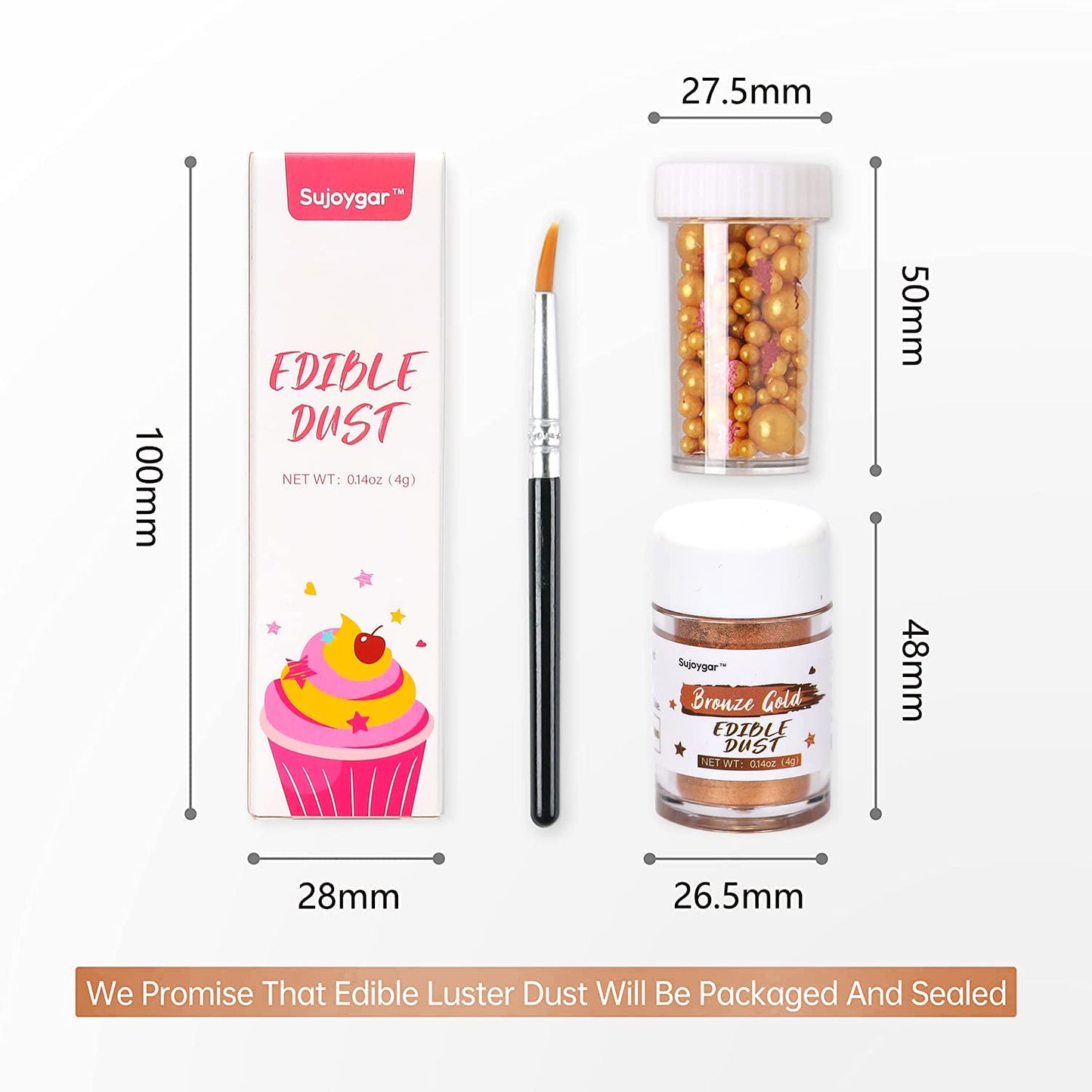 Sujoygar Edible Glitter Shimmer Powder for Baking, 4g, Bronze Gold