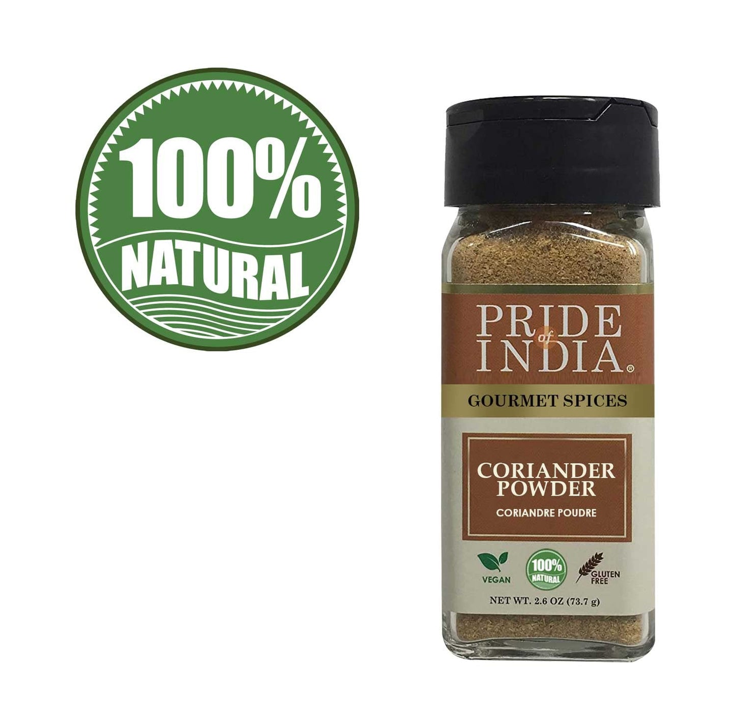 Pride Of India – Coriander Seed Ground – Authentic Indian Spice – Freshly Packed Gourmet Spice – Must Ingredient In Indian & Middle Eastern Cuisines – Easy To Use – 2.6 Oz. Small Dual Sifter Jar
