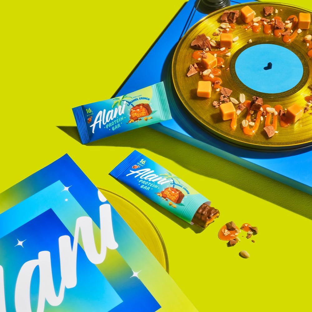 Alani Nu Protein Bars CARAMEL CRUNCH | High Protein Gluten-Free Bars | 16g Protein | Low-Sugar (7G) Low-Carb Healthy Snacks | 12