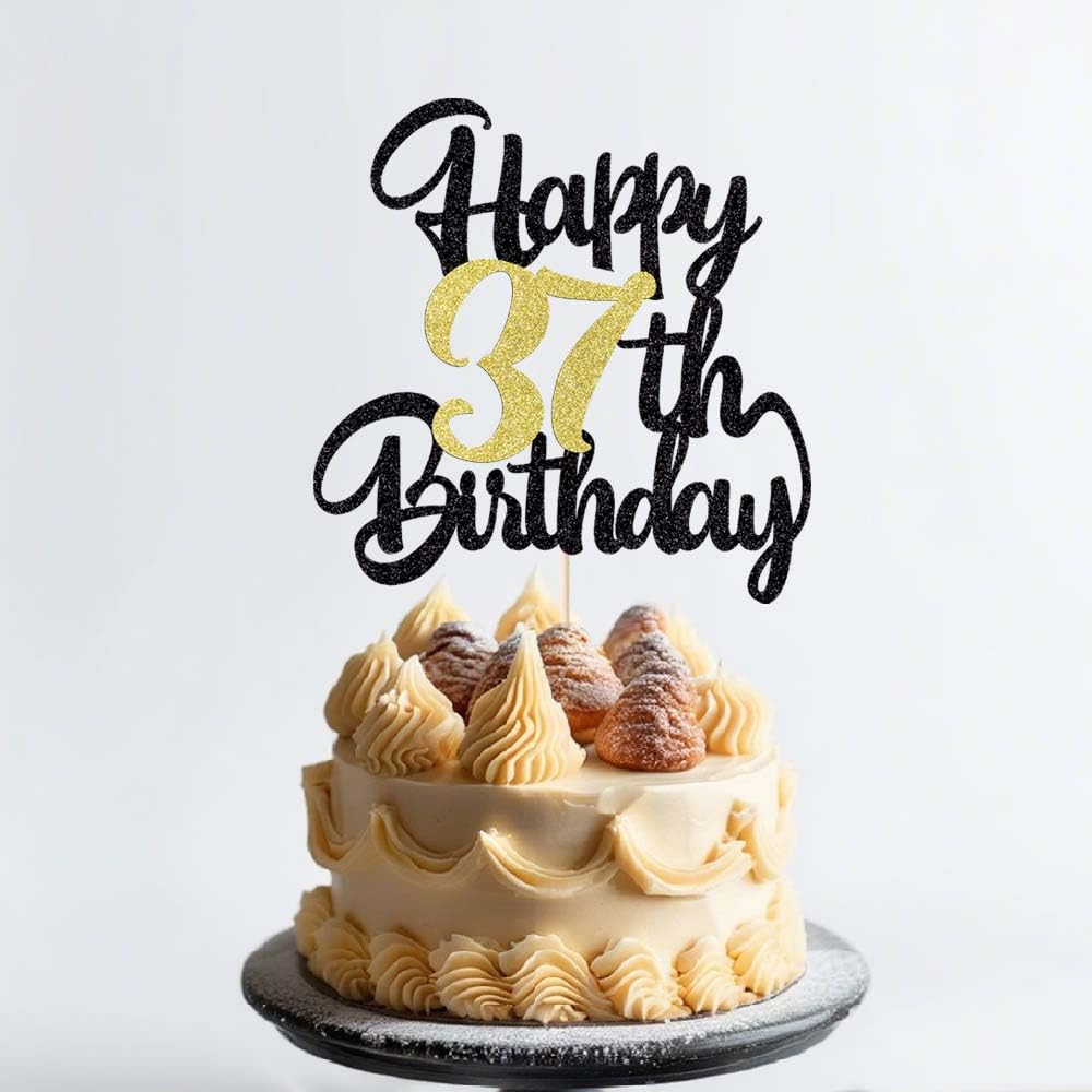 Klionjor 37Th Happy Birthday Cake Topper - Happy Birthday Decoration For 37Th Birthday Party - Gift Plugin (37)