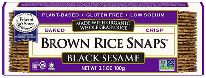 Edward & Sons Brown Rice Snaps Black Sesame 3.50 Ounces (Case of 12)