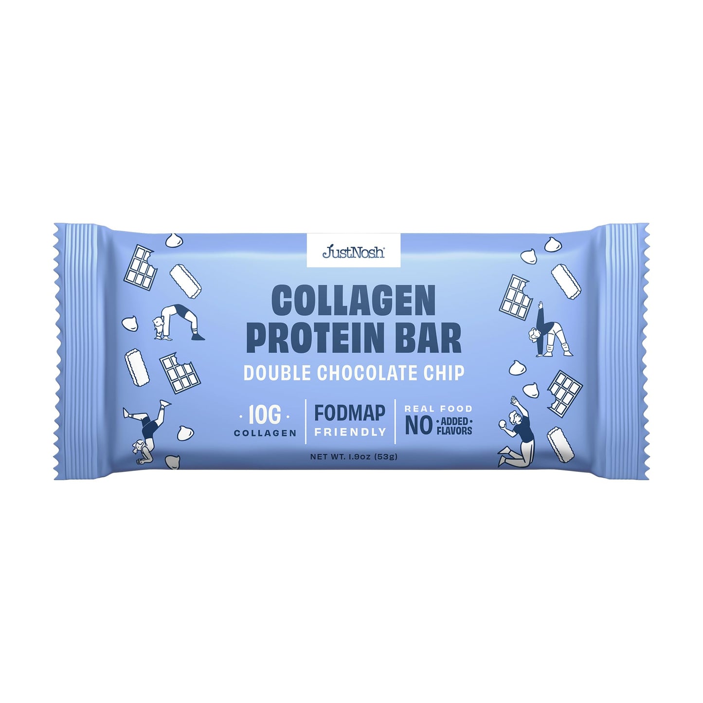 Justnosh ?D?Ouble Chocolate Chip Collagen Protein Bars – 15G Protein, 10G Collagen | Gluten & Dairy Free, Low Fodmap, Seed Oil Free (12 Pack)