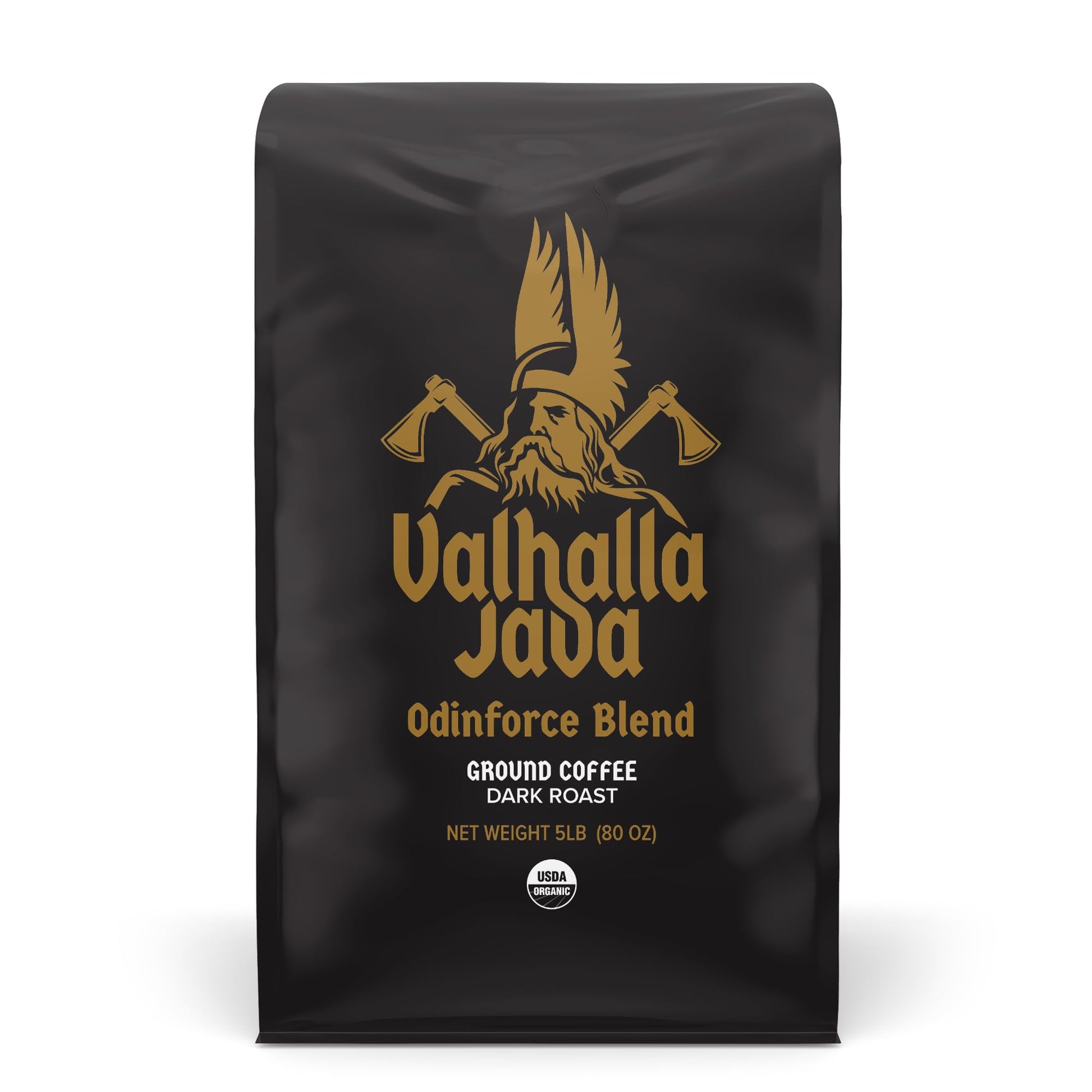 Death Wish Coffee Valhalla Java Dark Roast Grounds, USDA Organic, 80 oz, Bold & Intense Blend