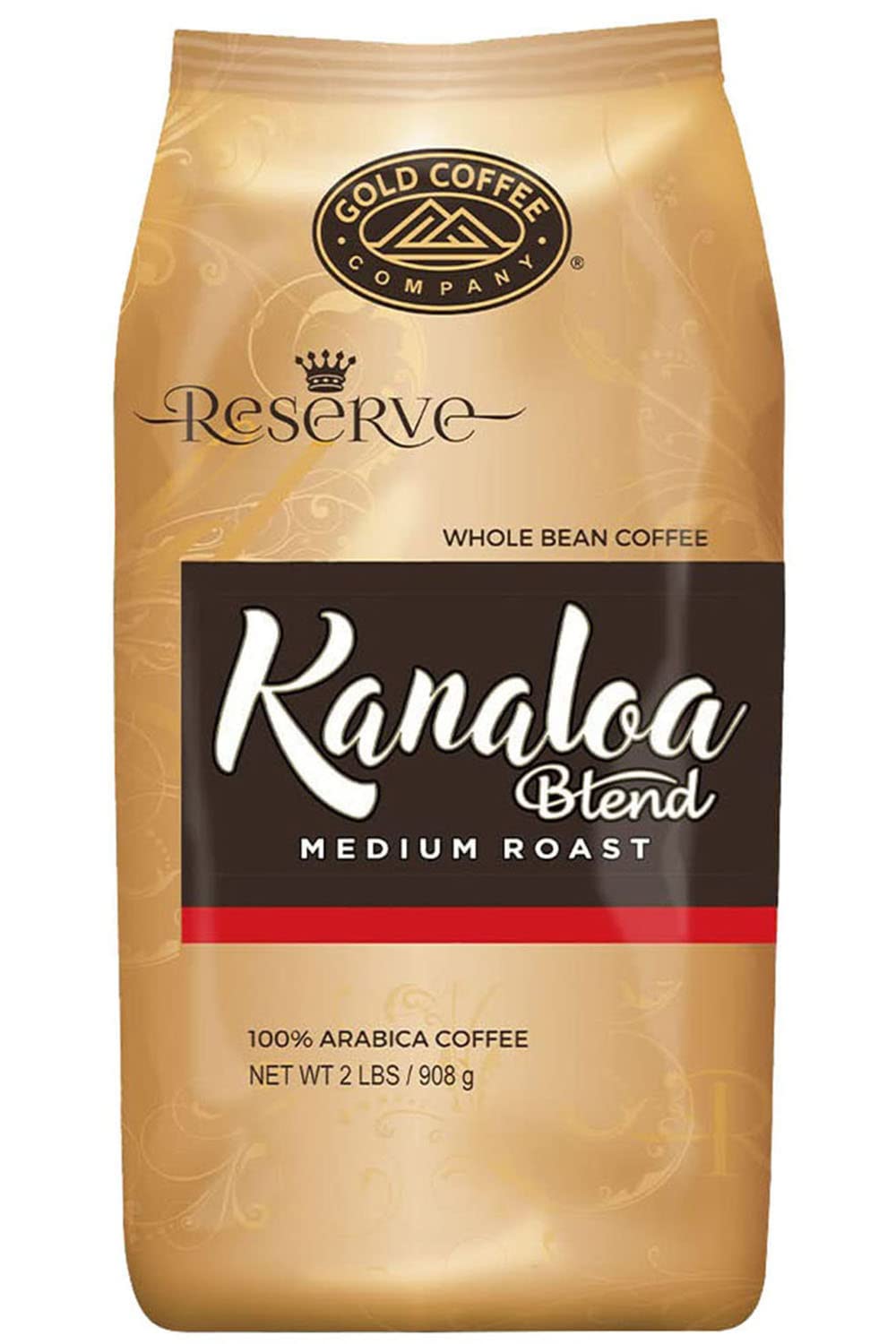 Gold Coffee Kanaloa Blend: Medium Roast Whole Bean Coffee 2lbs (Pack of 1) - Coffee Beans with Smooth  Refreshing  and Deliciously Complex with Milk Chocolate  Floral Honey  and Sweet Lemon Notes