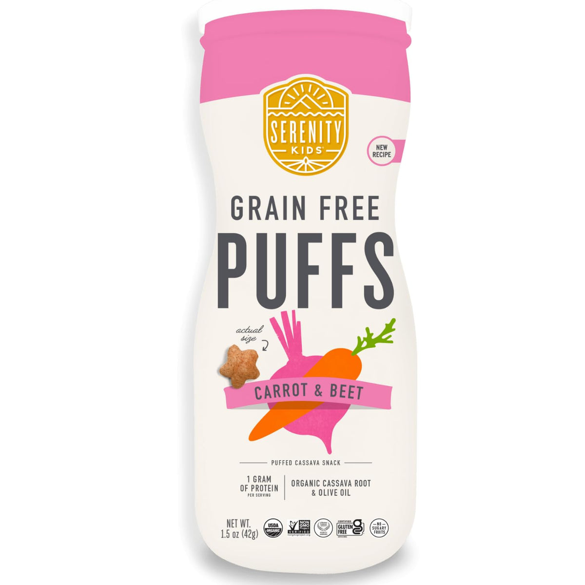 Serenity Kids 6+ Month Grain-Free Puffs Toddler & Baby Snack - No Added Sugar - Gluten & Rice Free - Bpa & Allergen Friendly W/O