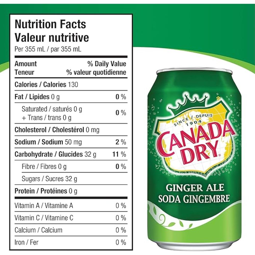 Canada Dry Ginger Ale, 12 Count, 355 ml Cans, Pack of 12, Refreshing Soft Drink