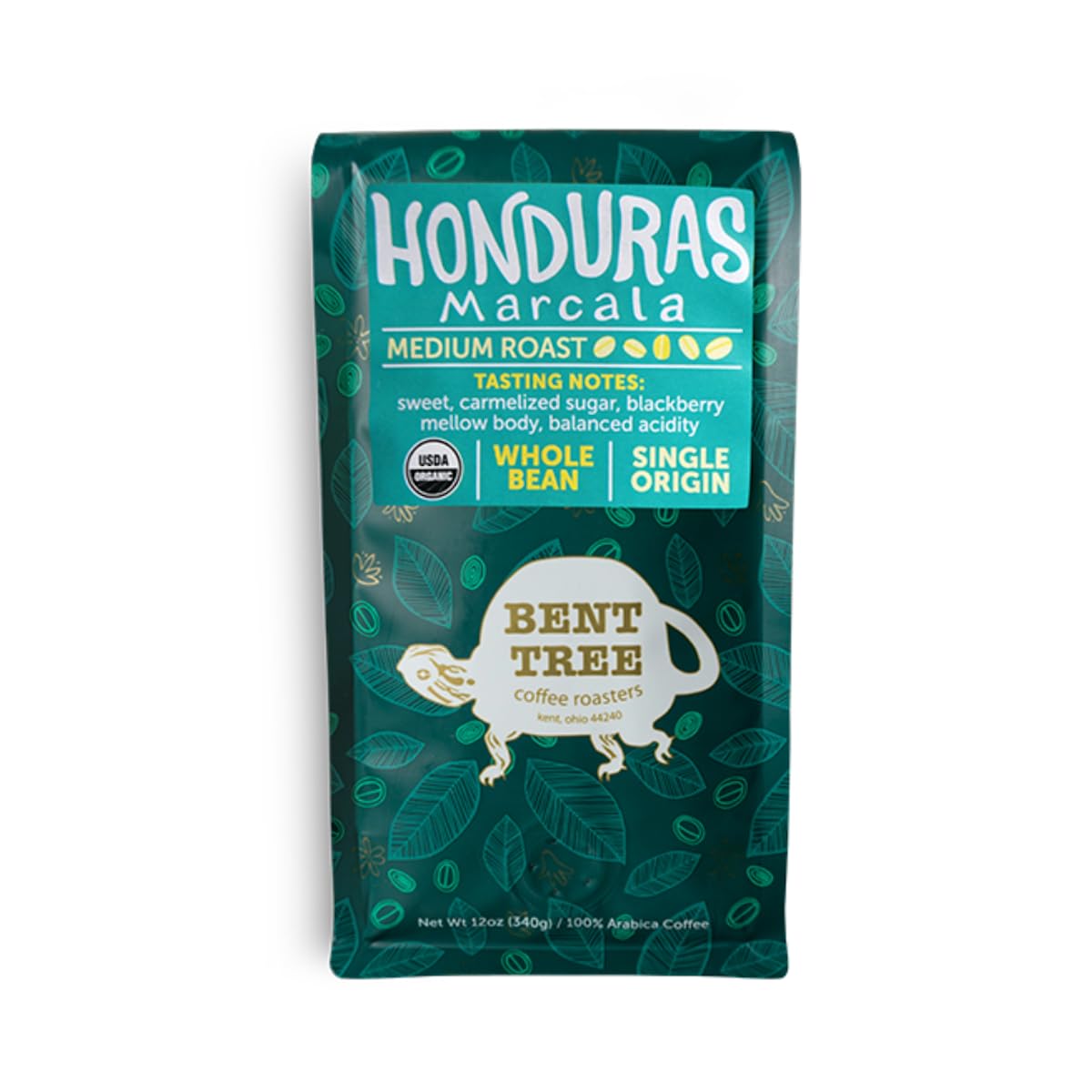Bent Tree Coffee Roasters Organic Coffee, 12oz (Honduras), Whole Bean Coffee, Medium Roast, USDA Organic, Mellow Body, Balanced 
