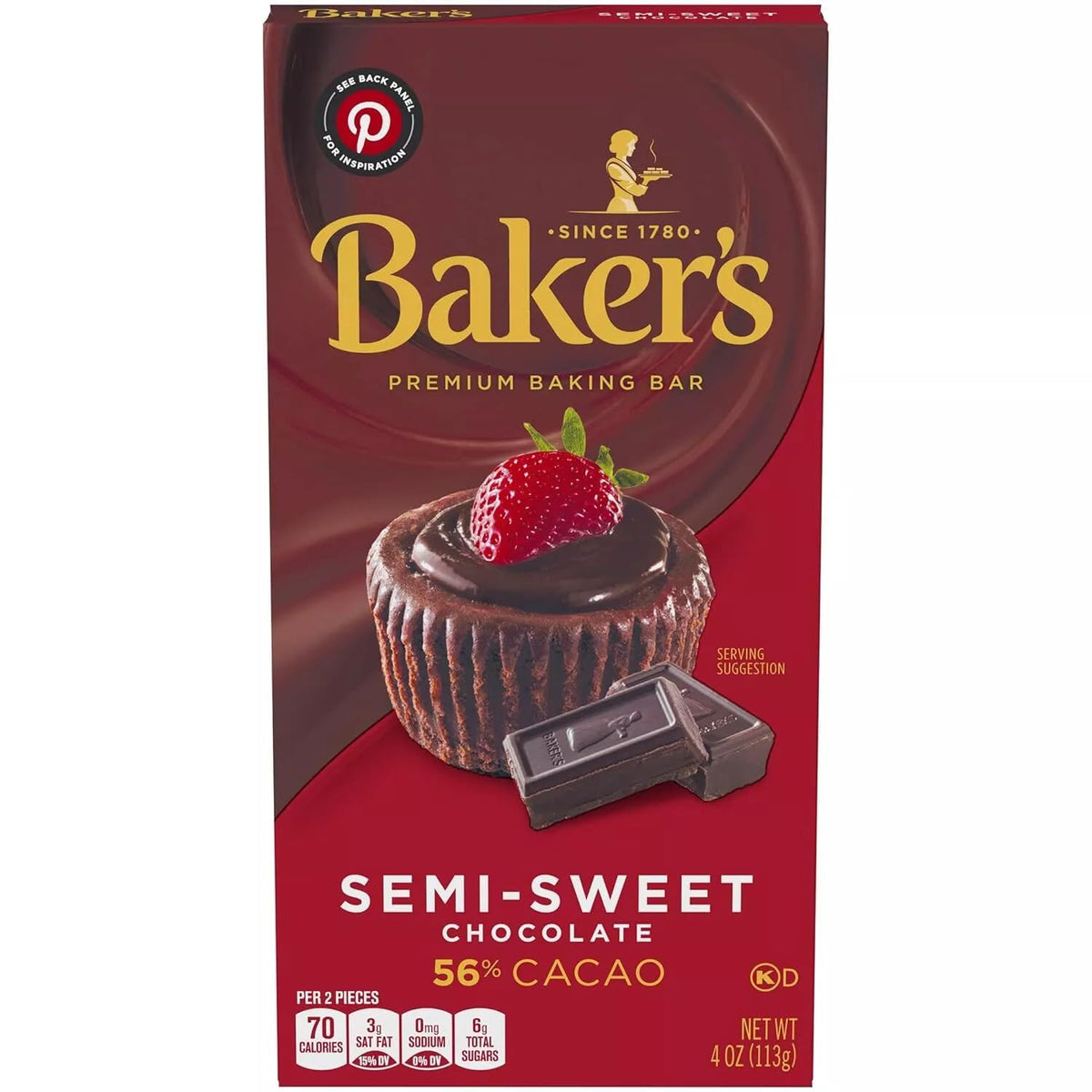 Baker'S, Semi Sweet Baking Chocolate Squares, 4Oz Box (Pack Of 4)