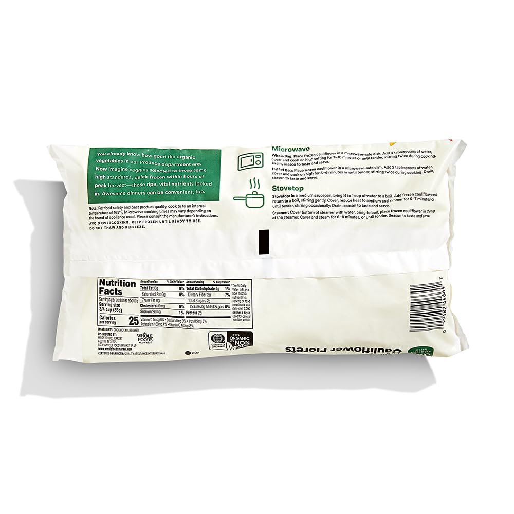365 by Whole Foods Market, Organic Cauliflower, 16 Ounce, (Frozen)