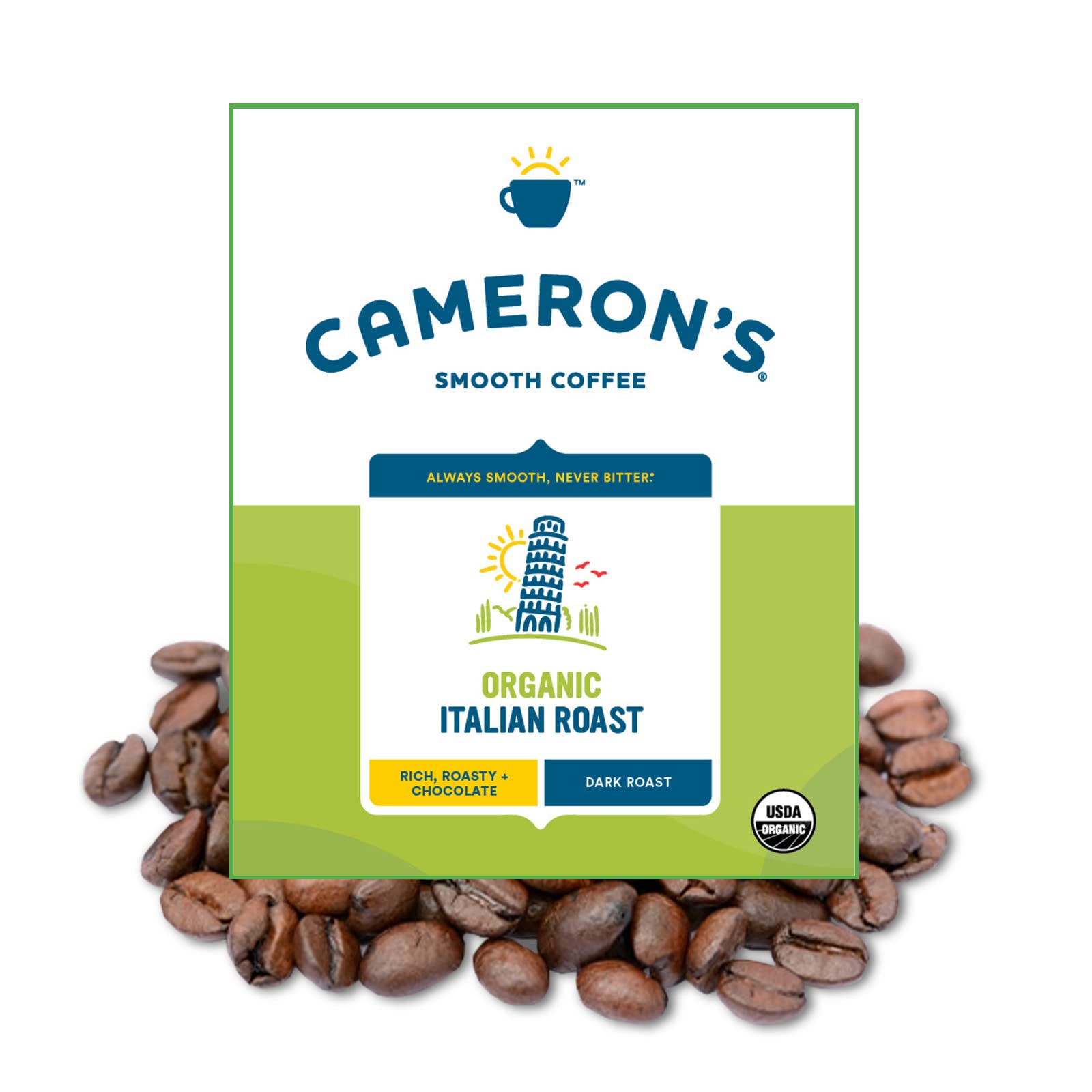 Camerons Coffee Roasted Whole Bean Coffee, Organic Italian Roast, 4 Pound
