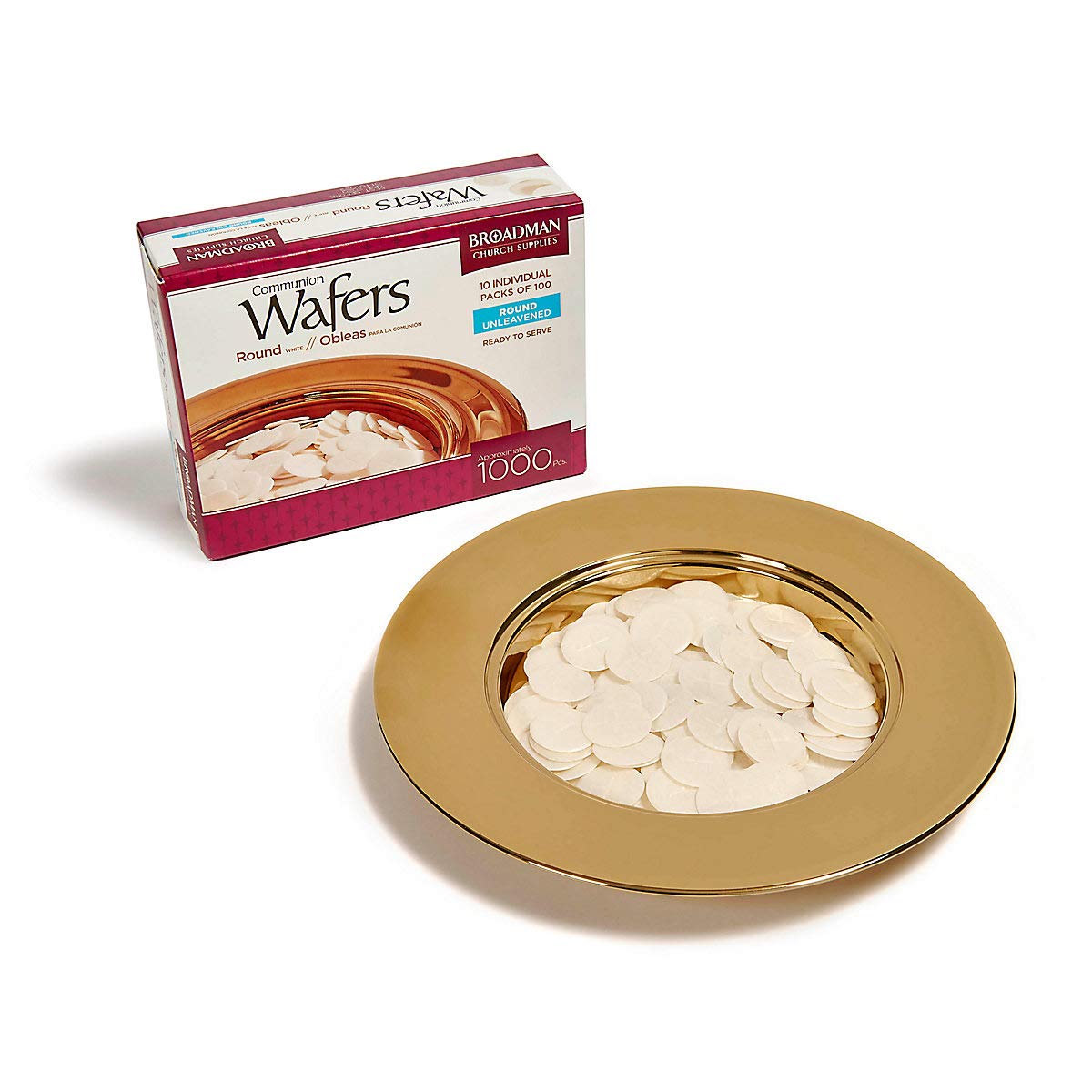 Broadman Church Supplies Communion Wafer, Round with Cross Design, 1,000 Count