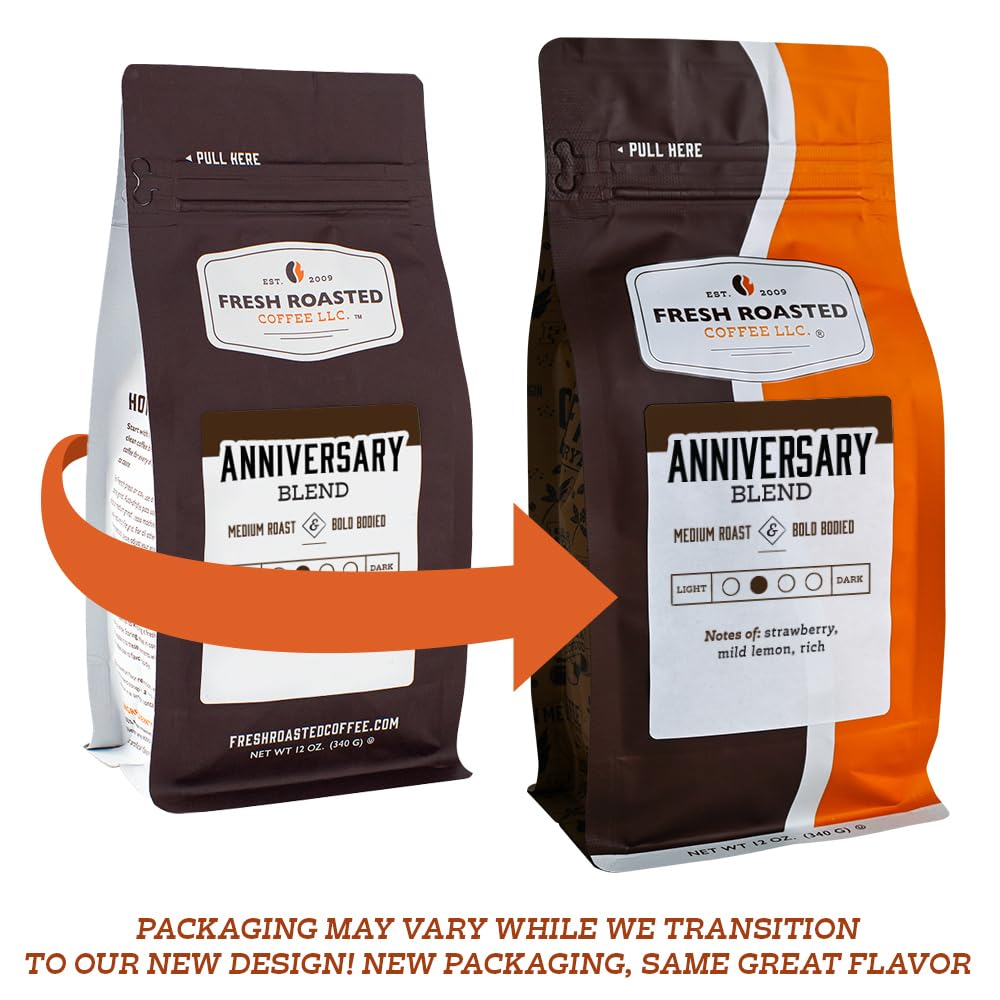 Fresh Roasted Coffee 100% Colombian Half-Caf Medium Roast Whole Bean 12 oz